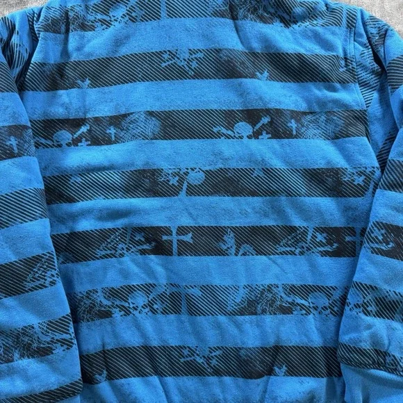 Vintage Y2K MMA Elite Hoodie Size L Blue Sherpa Lined Zip Up Skull Affliction - Picture 8 of 12